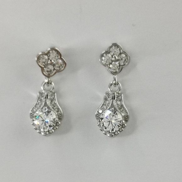 Vintage Revival Sterling Silver CZ Earrings - Picture 7 of 7